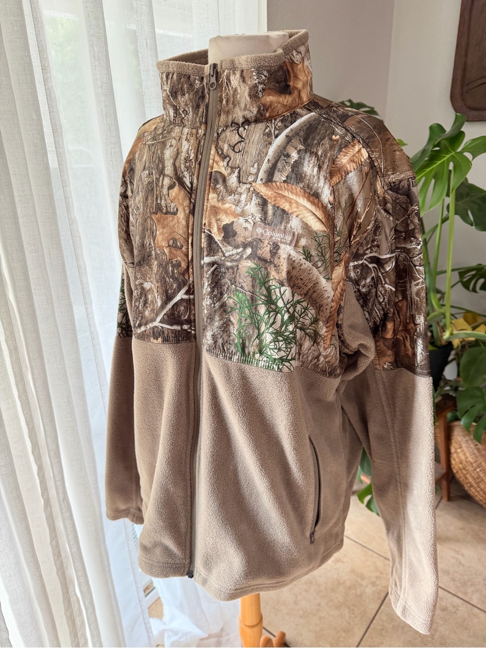 Columbia PHG Camo Fleece Jacket XL Full Zip Hunting Brown